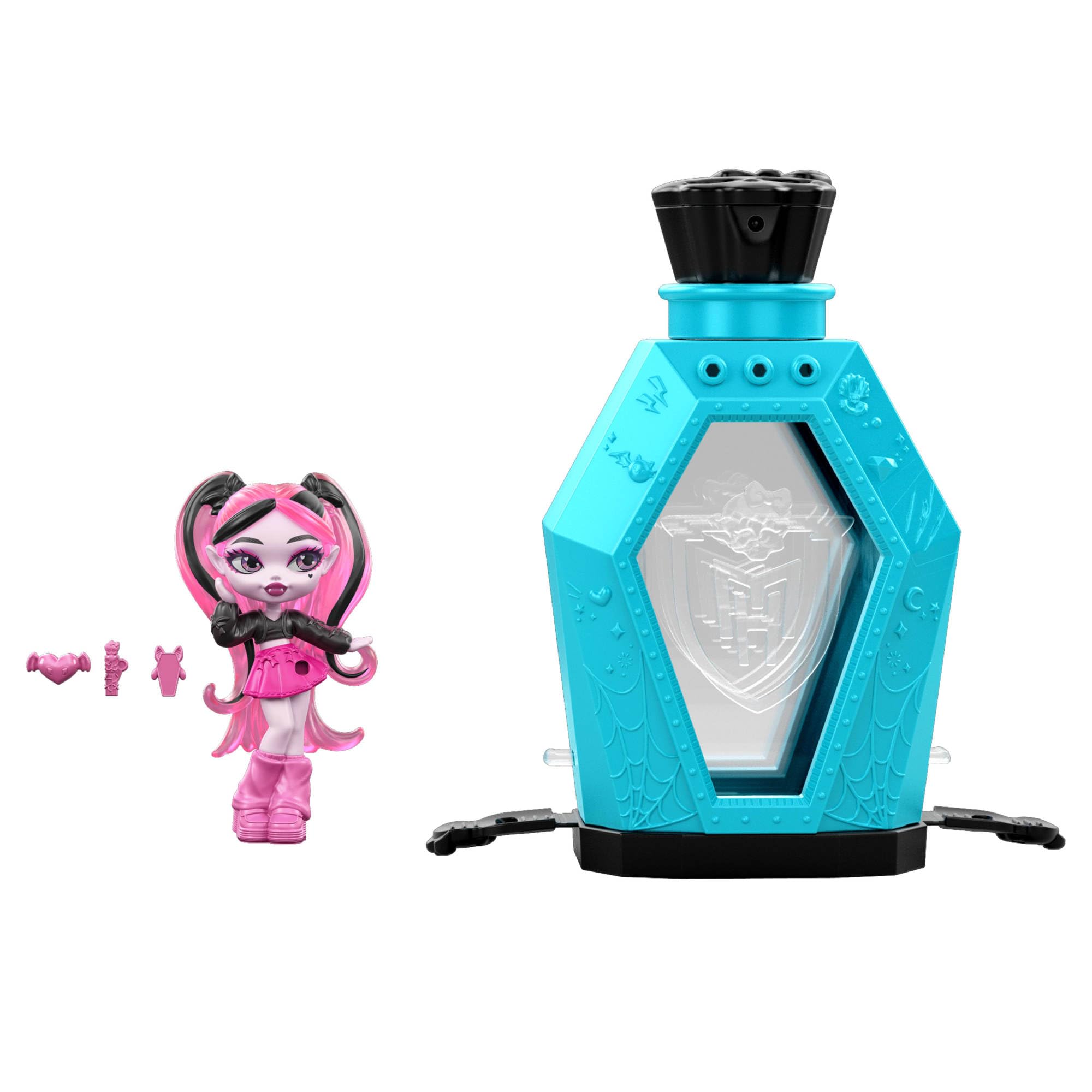 Monster High Little Frights Mini Doll - Water Reveal, Customizable Charms | 3 Inch Doll | Ages 4+