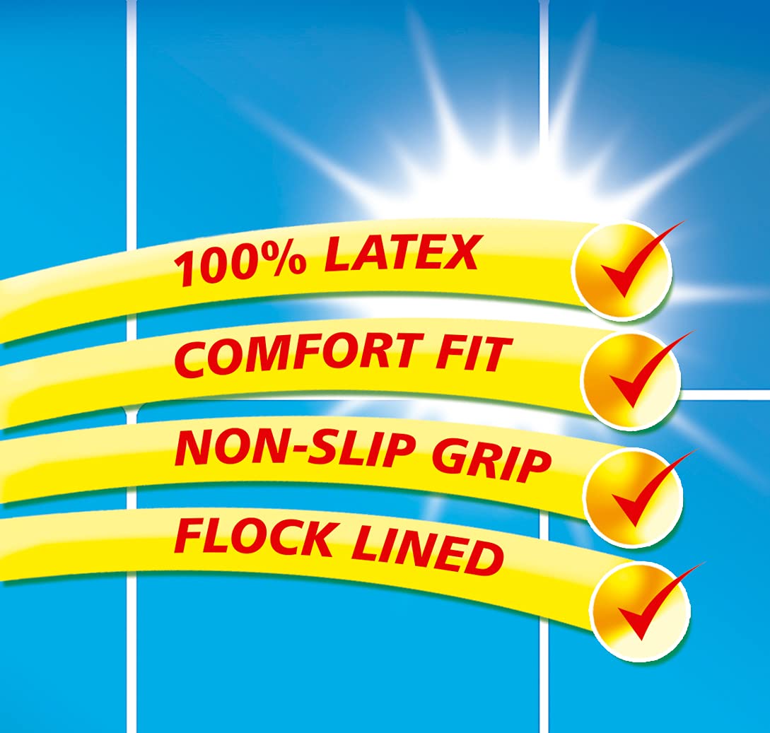 Duzzit - Household Gloves 100% Latex Comfort Fit Flock Lined Pack of 2 Size Small 3