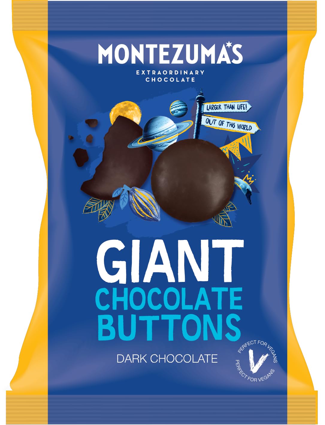 Montezuma's Giant Dark Chocolate Buttons, Gluten Free and Naturally Vegan