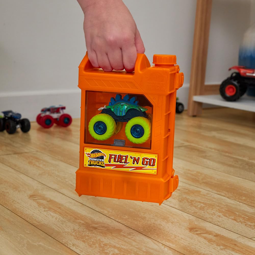 Hot Wheels Monster Trucks Fuel N' Go Gas Can Playset - 1:64 Scale Action Vehicle Set for Kids 7