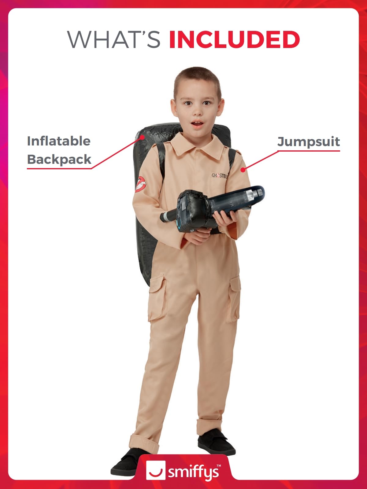 Smiffys Ghostbusters Child's Jumpsuit Costume with Inflatable Backpack 6