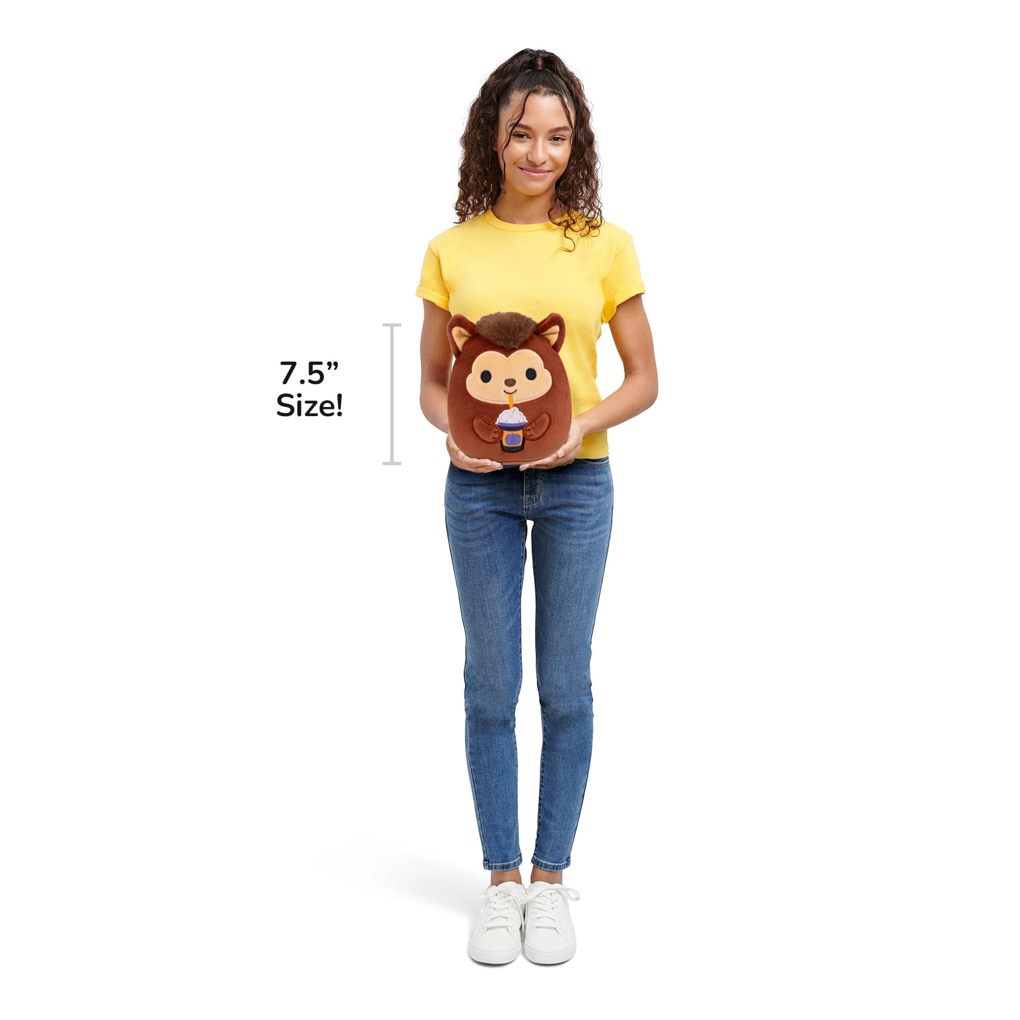 Squishmallows 7.5-Inch Wade the Brown Werewolf Holding Frappe Halloween Plush Toy