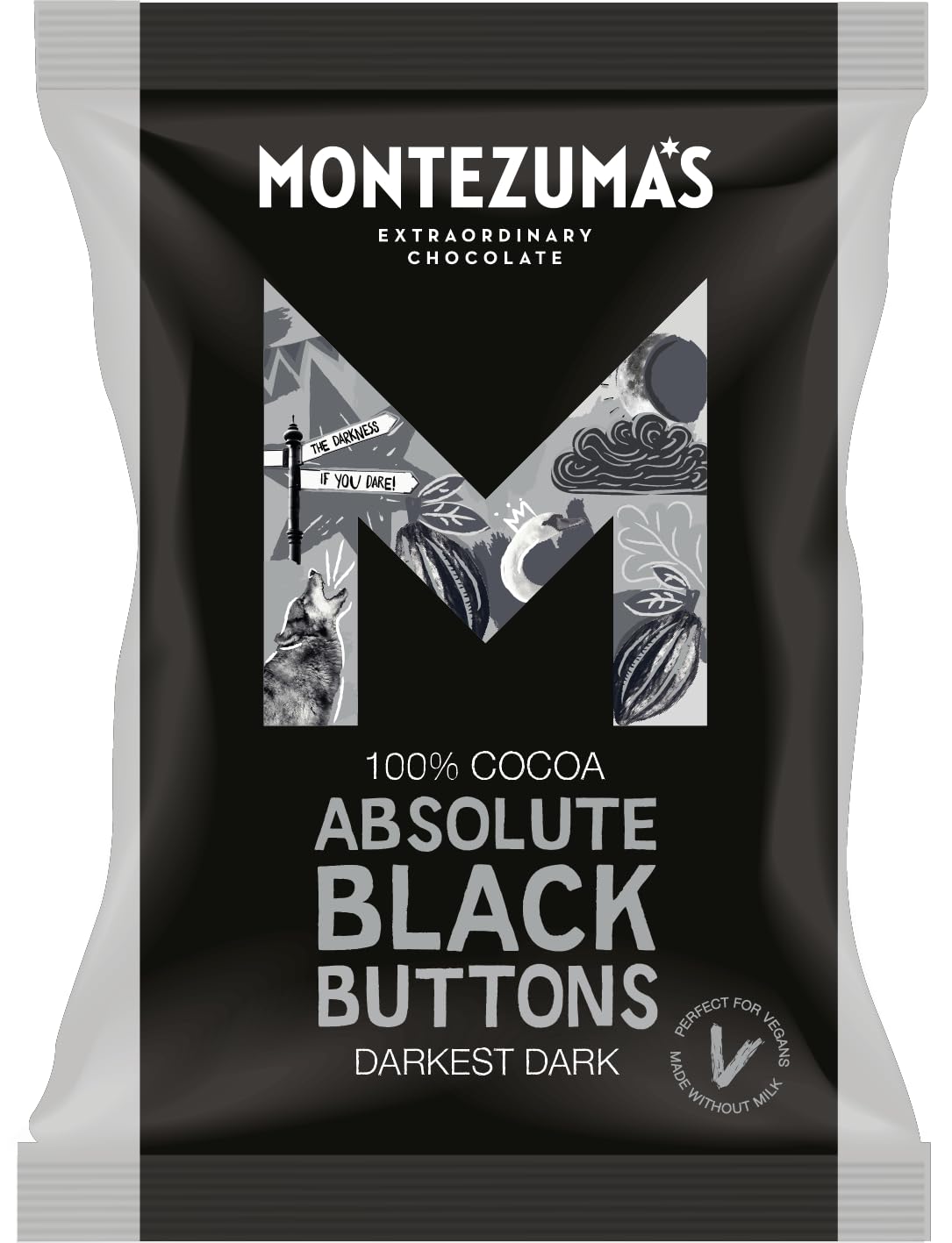 Montezuma Absolute Black 100%Cocoa Dark Chocolate Buttons Gluten Free