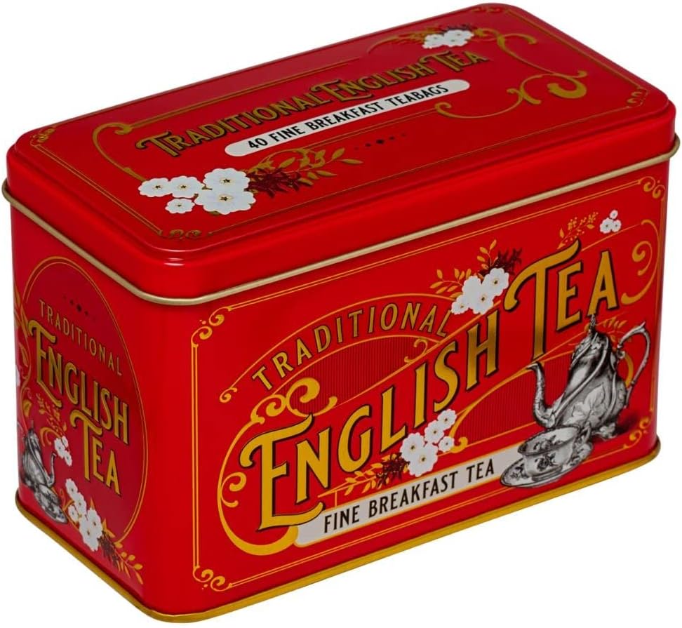 New English Teas Vintage Victorian Tea Tin in Berry-Red with 40 English Breakfast Teabags 7