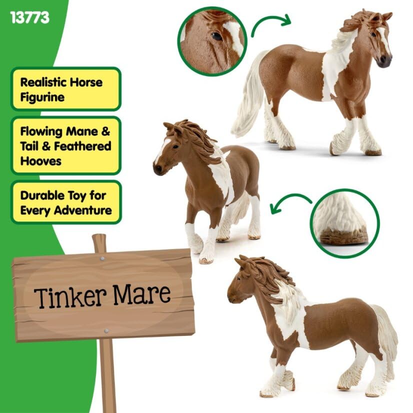 SCHLEICH Tinker Mare Farm World Figurine - Individually Hand-Painted Animal Toy for Kids 6