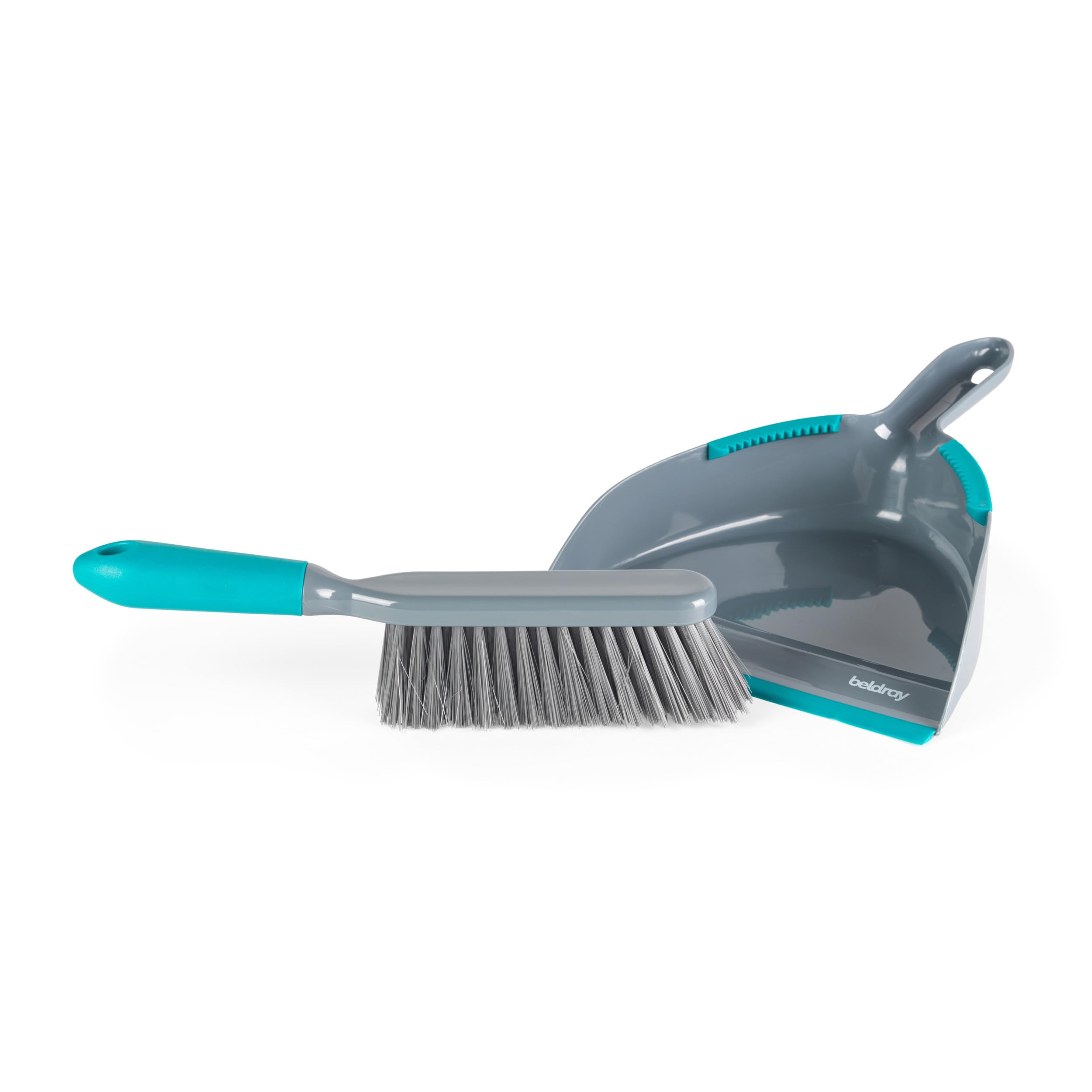 Beldray Antibac Dustpan & Brush Set - Non-Scratch Bristles, Hygienic Cleaning | Grey & Turquoise 4