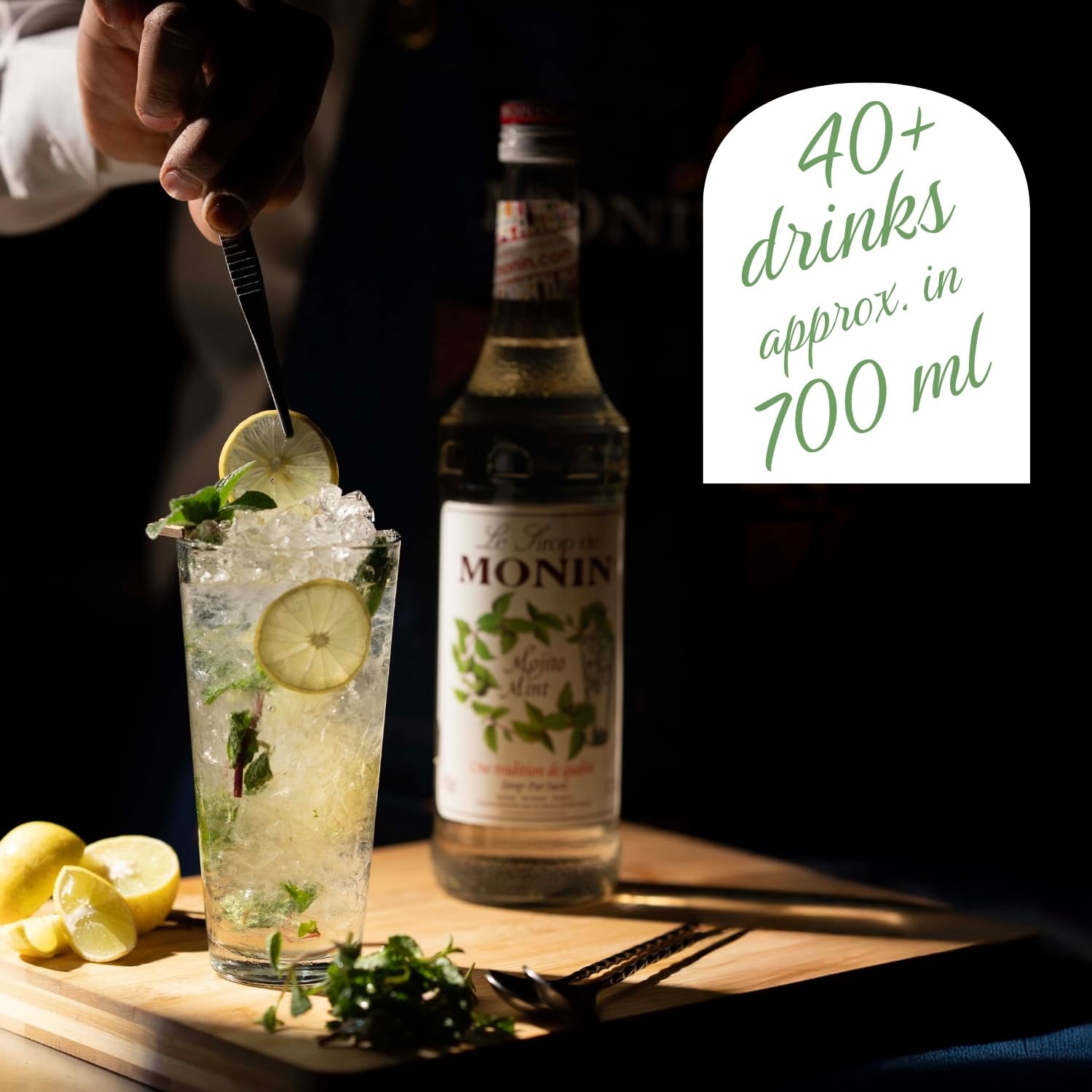MONIN Mojito Mint Syrup 700ml - Natural Flavouring, Vegan, Halal, Kosher - for Cocktails, Mocktails, Lemonades 4