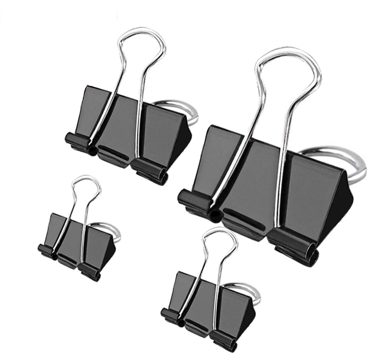 NORTHERN BROTHERS Metal Binder Clips - 100 Pcs Assorted Sizes (15mm, 19mm, 25mm, 32mm) Black