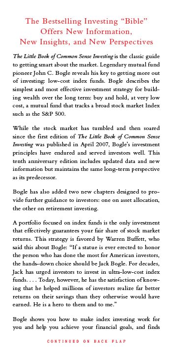 Wiley The Little Book of Common Sense Investing - Low-Cost Index Funds Strategy | Hardcover | Updated and Revised 2