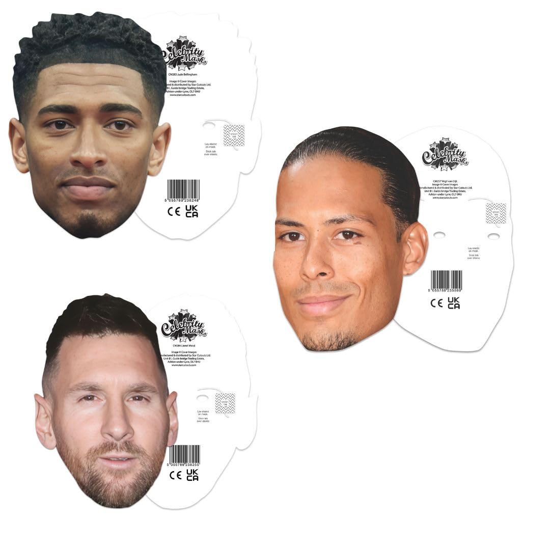 STAR CUTOUTS World Champion Footballers Six Pack of Masks - Cardboard, Regular Size