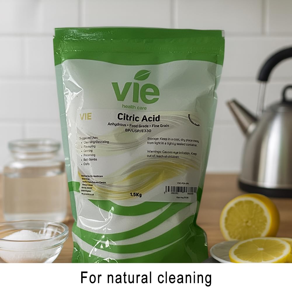 VIE Citric Acid - Pure Anhydrous Powder 1.8kg for Cleaning, Descaling & Home Use 8