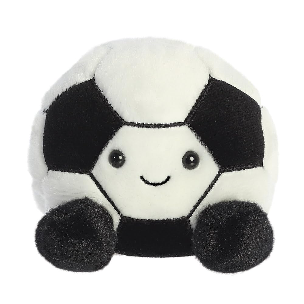 AURORA, 33869, Palm Pals Striker Football 5In, Soft Toy, Black & White 1