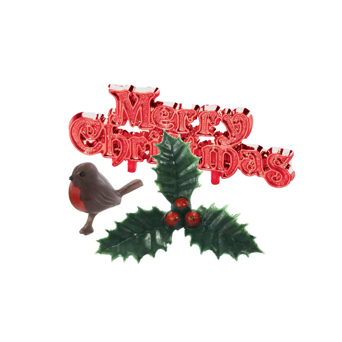 Anniversary House BX315 Jewel-Toned Yule Log Decorating Kit - 3pc Christmas Cake Topper Set