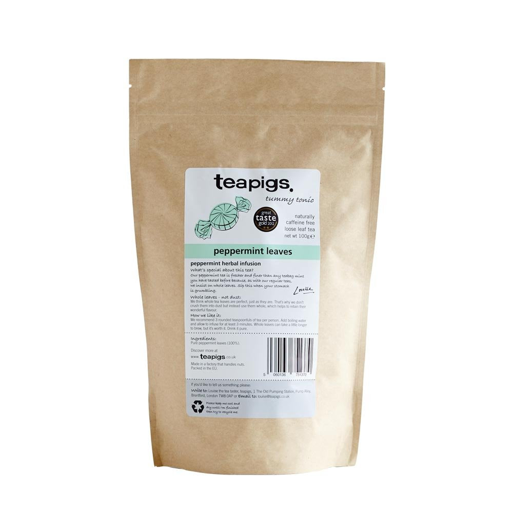 teapigs Peppermint Tea - Caffeine-Free Loose Leaf Herbal Tea, 100g