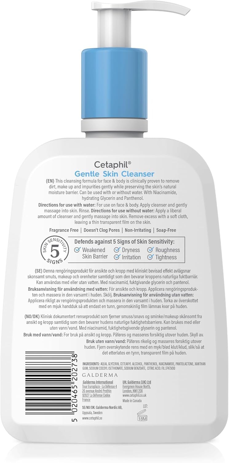 Cetaphil Gentle Skin Cleanser (473ml) - Face & Body Wash for Normal to Dry Sensitive Skin 5