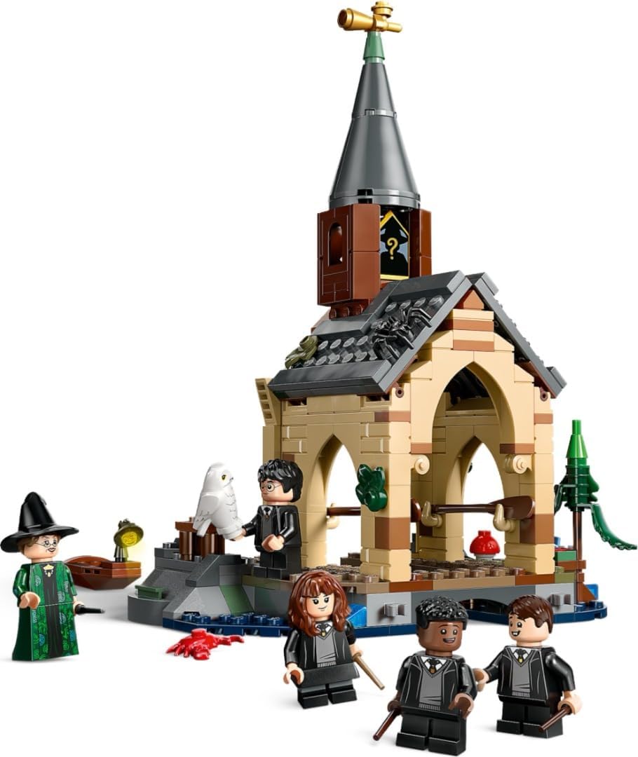 LEGO Harry Potter Hogwarts Castle Boathouse Set with 2 Boat Toys - 350-Piece Building Set for Ages 8+