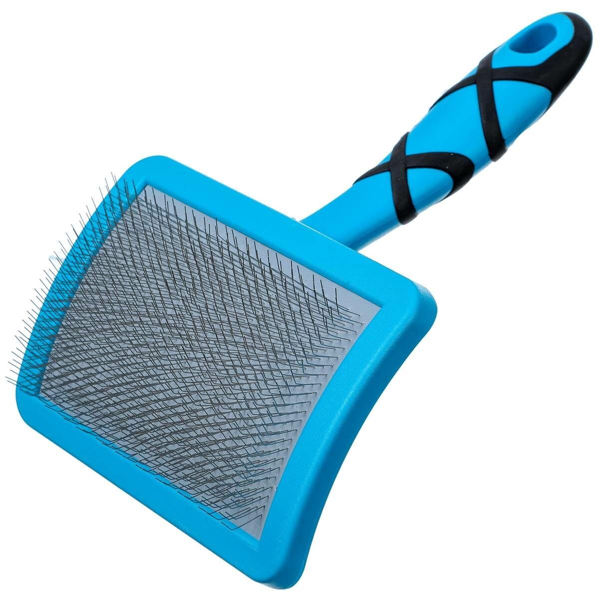 GROOM PROFESSIONAL Curved Soft Slicker Pet Grooming Brush - Large Size, Blue Color