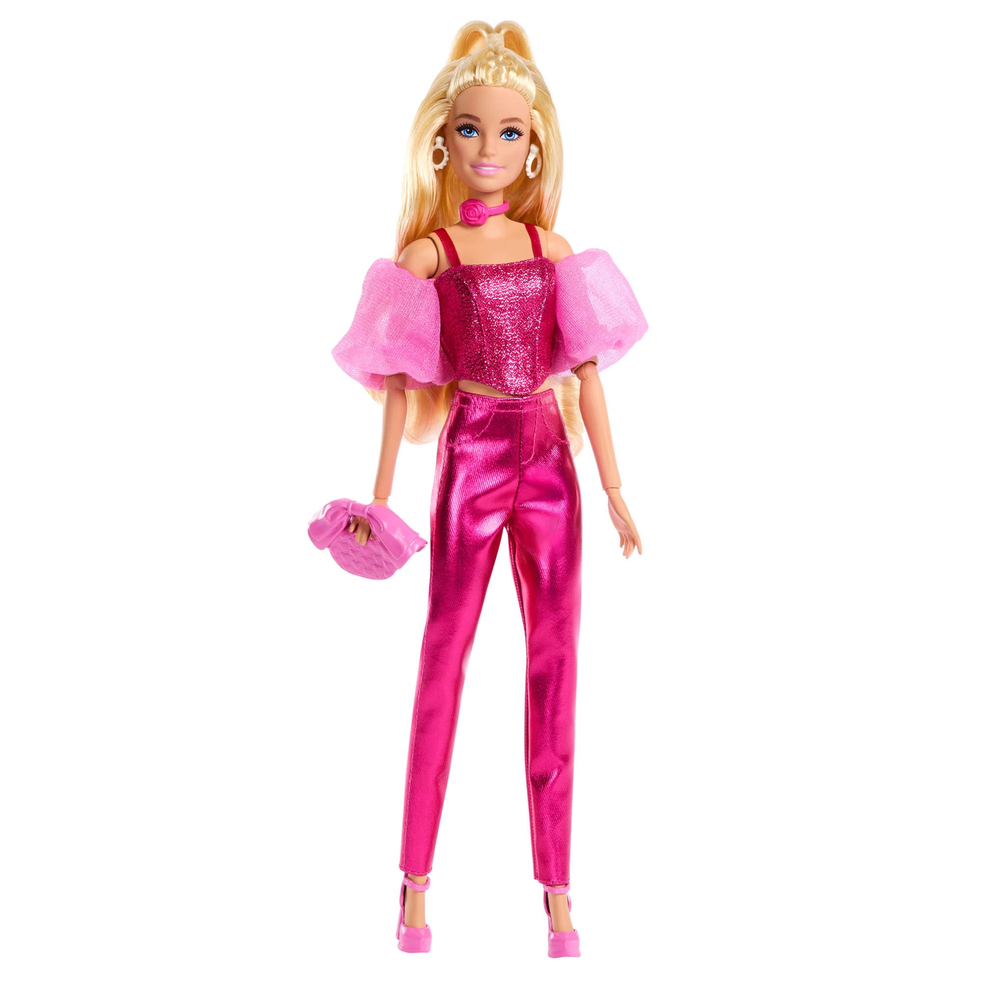 Barbie Deluxe Style Doll #5 - Metallic Pink Outfit, Blonde Hair, 4 Years & Up