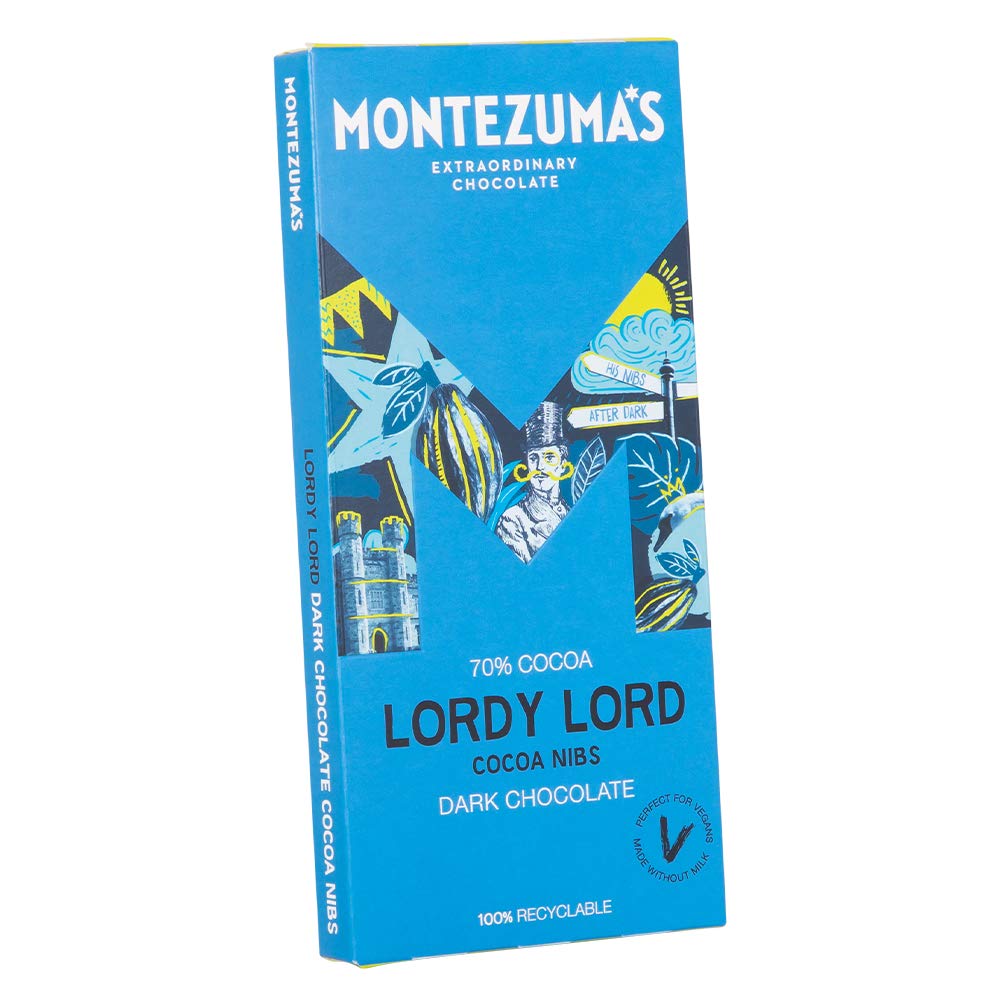 Montezuma - Lordy Lord 70% Cocoa Dark Chocolate Bar with Cocoa Nibs, Vegan & Gluten-Free, 90g 6
