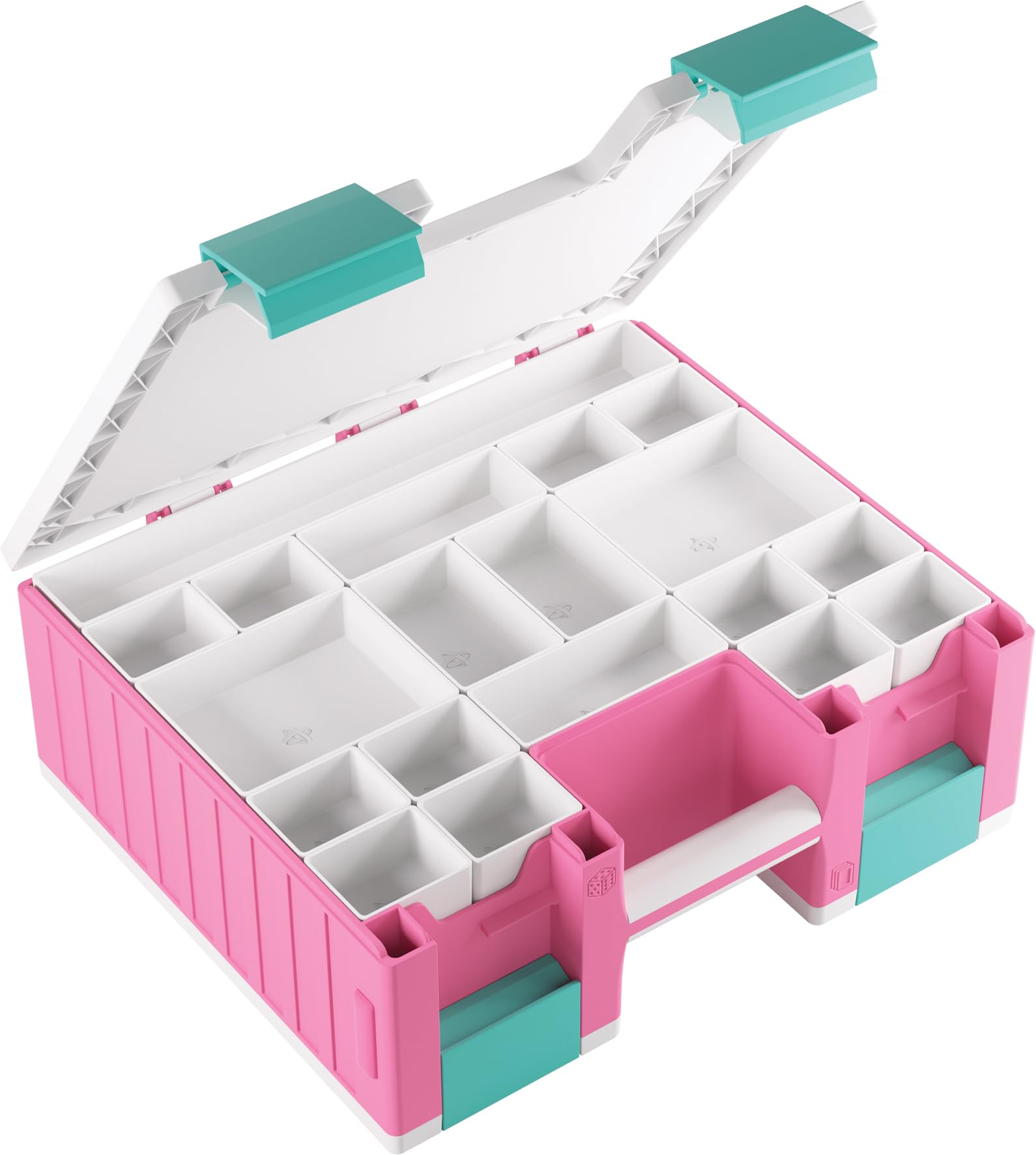 Gamegenic Game Castle Pink/White/Teal Board Game Storage Case 5