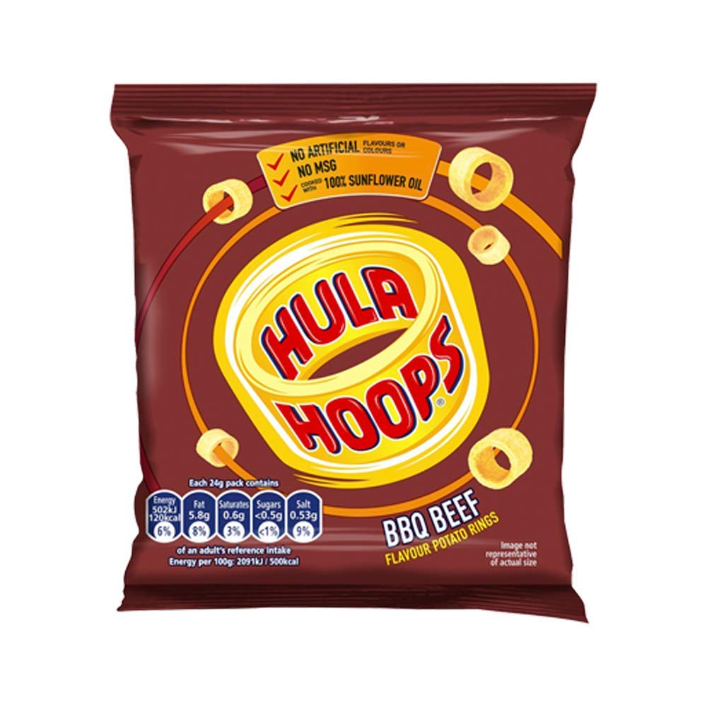 Hula Hoops BBQ Beef Multipack 6 x 24g - Crunchy Ring Potato Snacks 3