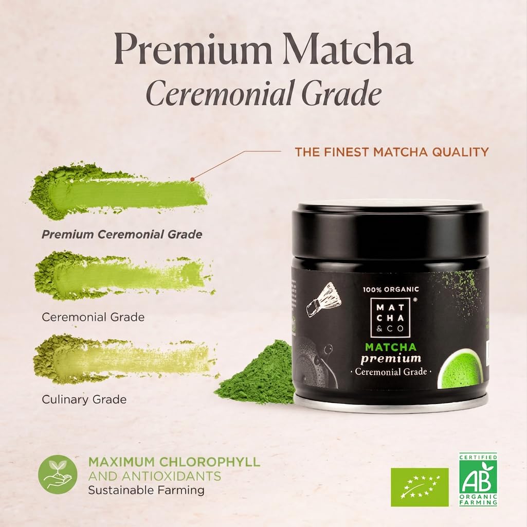 Matcha & CO Ceremonial Grade Matcha Green Tea Powder - Organic, 30g