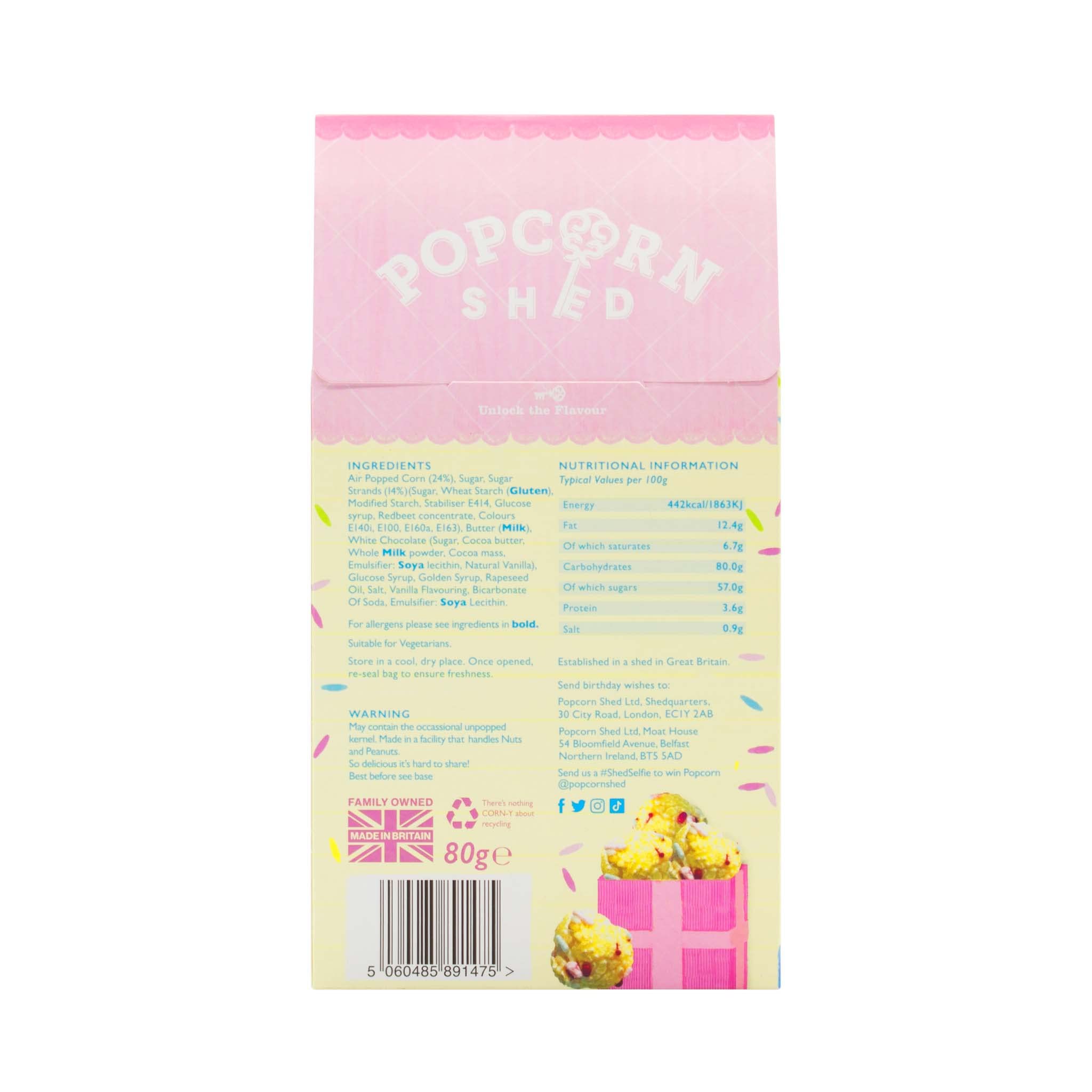 Popcorn Shed Birthday Cake Popcorn - 80g Gourmet Snack, Natural & Vegetarian 7