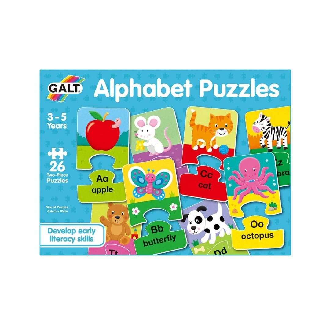 Galt Toys Alphabet Puzzles - 26 Two-Piece Educational Jigsaw Puzzles for Kids 3+ 5