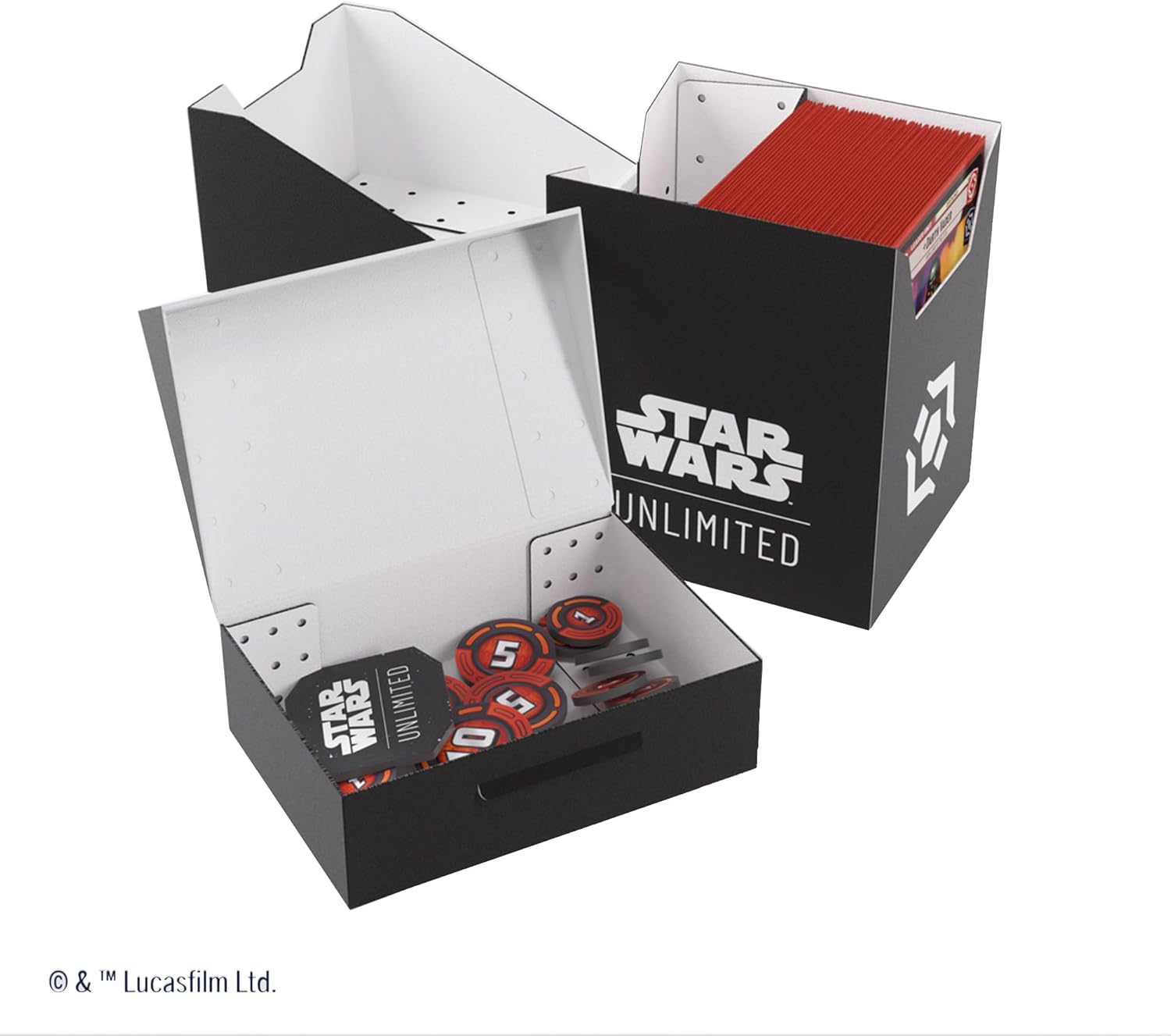 Gamegenic Star Wars Unlimited Soft Crate - Black/White TCG Deck Box with Token Storage 5