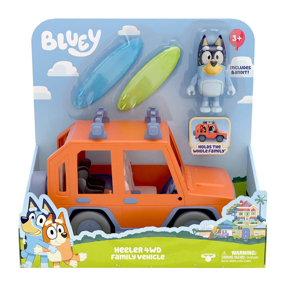Bluey Heeler 4WD Family Vehicle with Bandit Figure & Surfboards - Imaginative Play for Ages 3+ 4