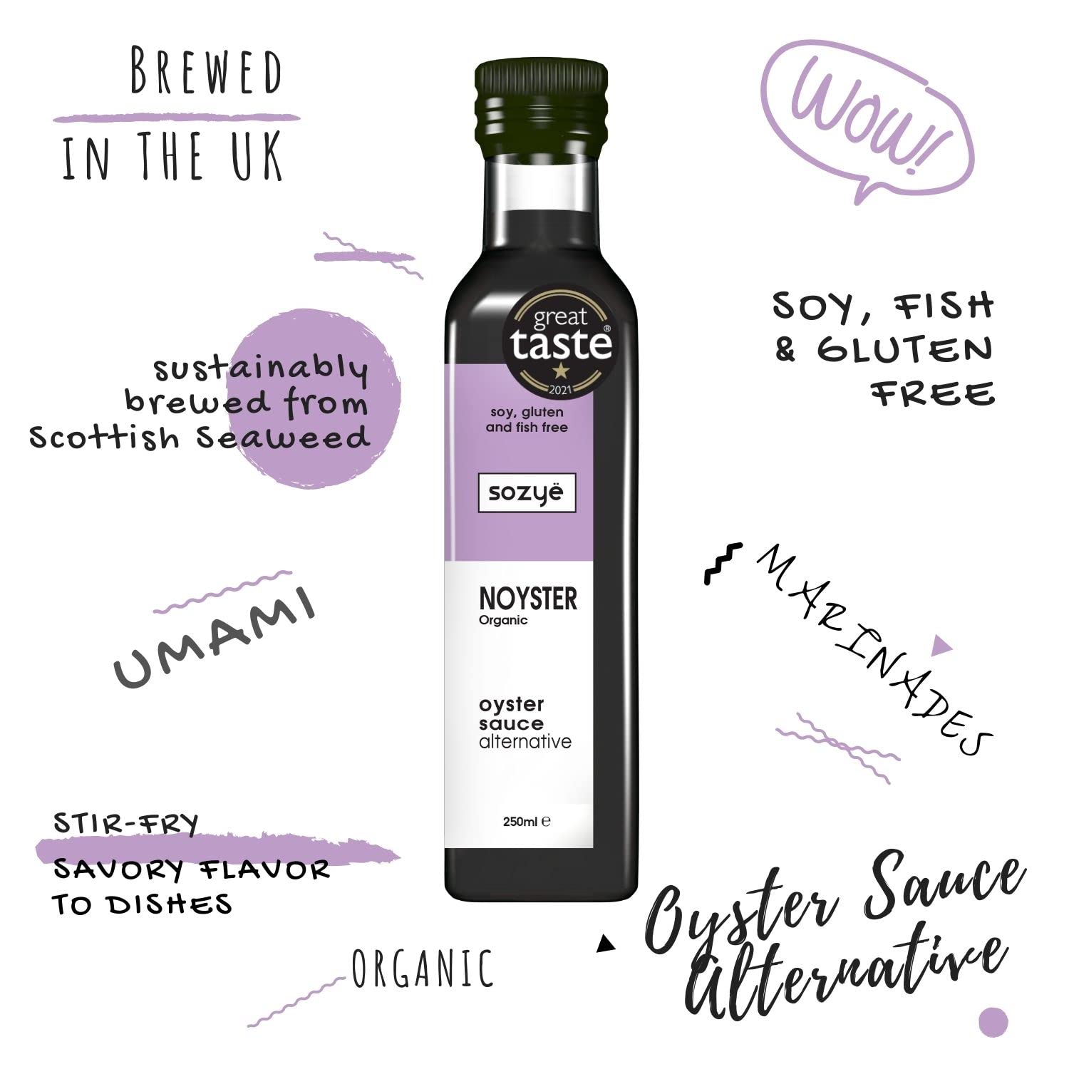 sozyë NOYSTER Organic Oyster Sauce Alternative - Award Winning, Gluten-Free, Vegan, 250ml