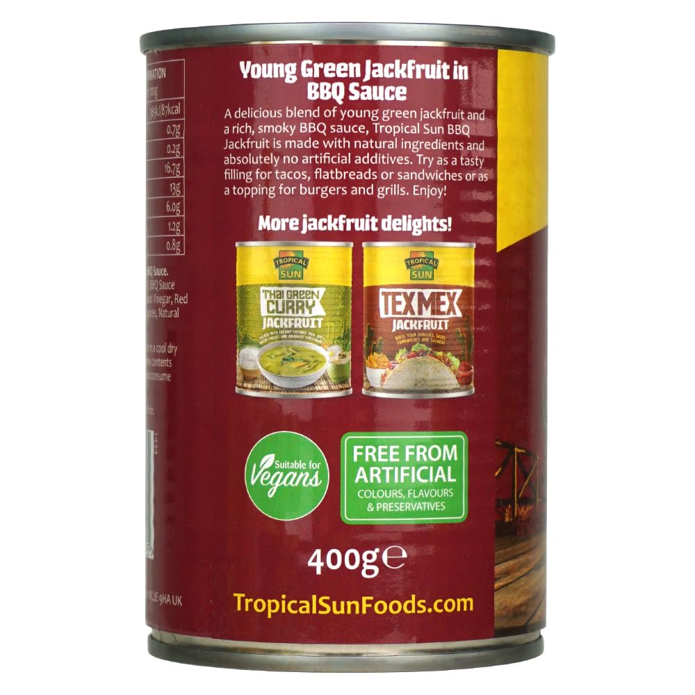 Tropical Sun Ready-to-Eat BBQ Jackfruit, 400g | Vegan, Smoky BBQ Flavor, Natural Ingredients 10
