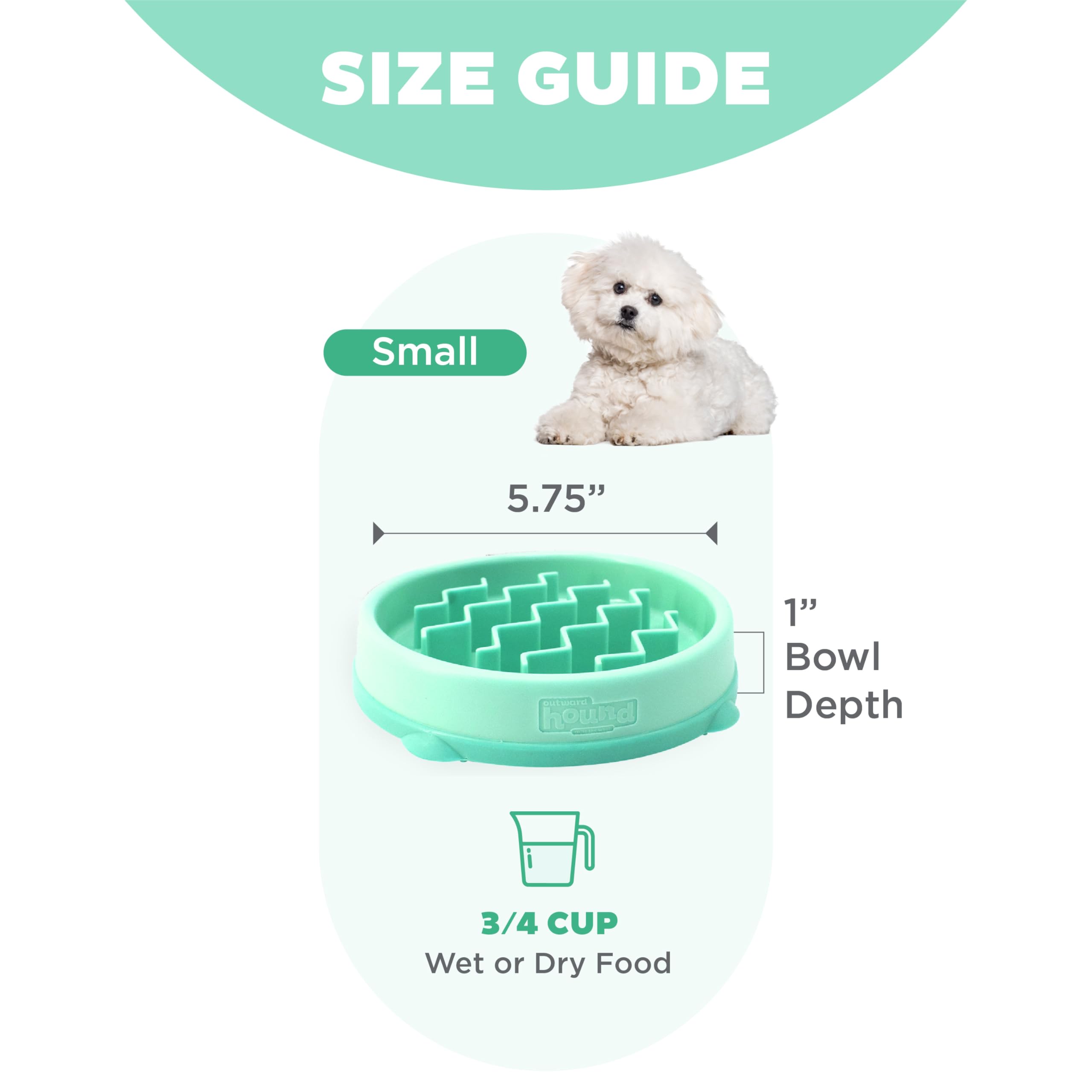 Outward Hound Puppy Slow Feeder Dog Bowl - Mint Small Size | BPA-Free, Dishwasher Safe 5