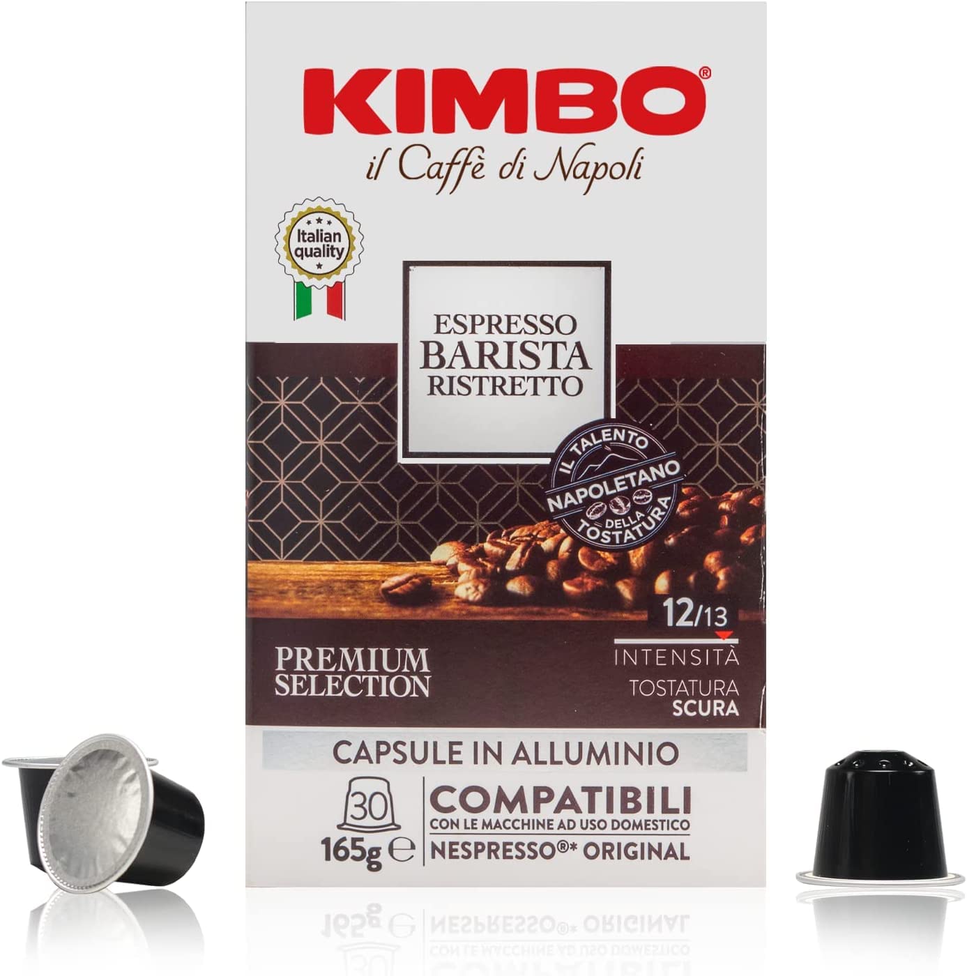 Kimbo - Espresso Barista Ristretto Coffee Capsules (30-Pack) | Nespresso Compatible | Dark Roast 100% Arabica | Aluminium Pods