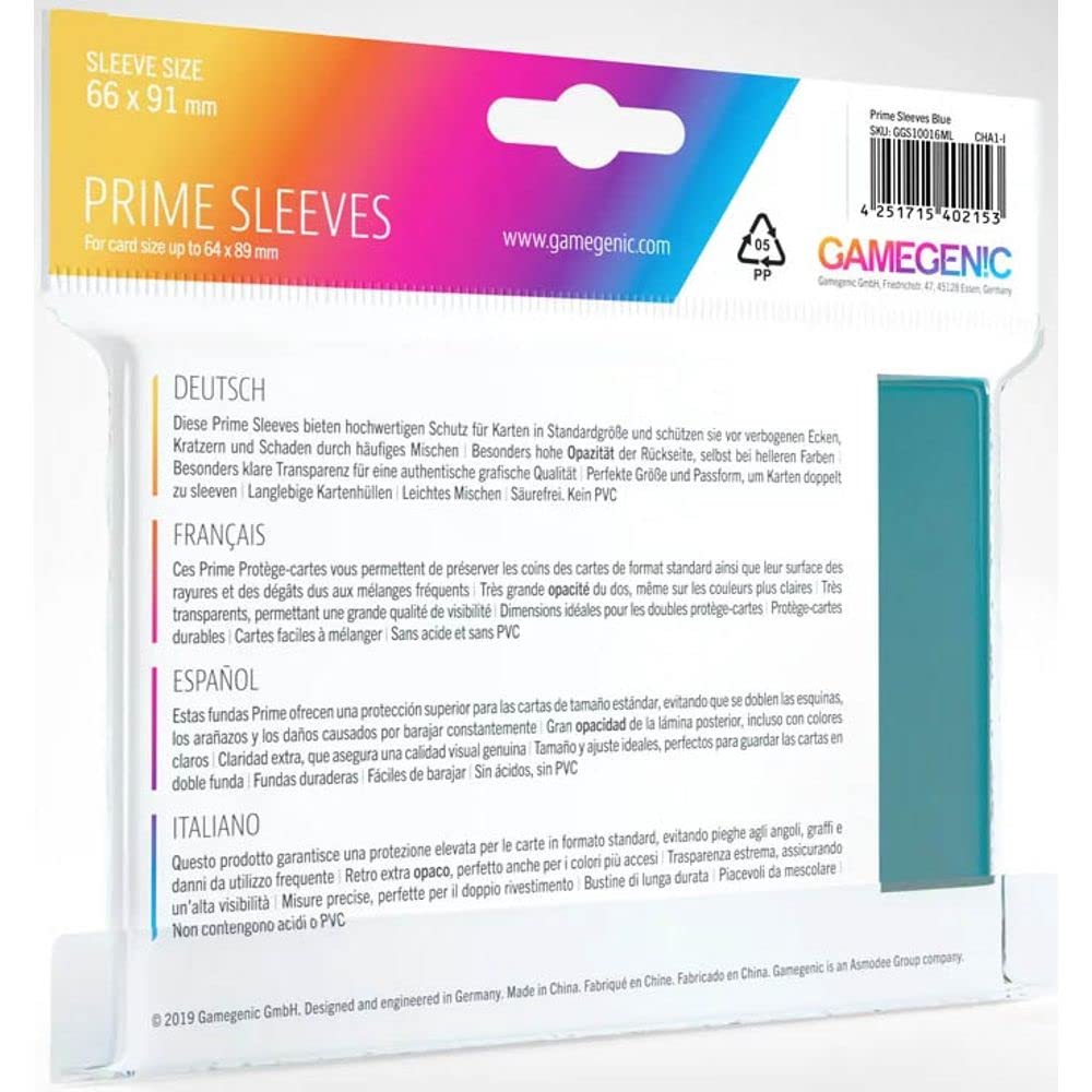 Gamegenic Prime Sleeves - Extra High Opacity & Clarity | Perfect for Double-Sleeving | 100 Pack Blue 2