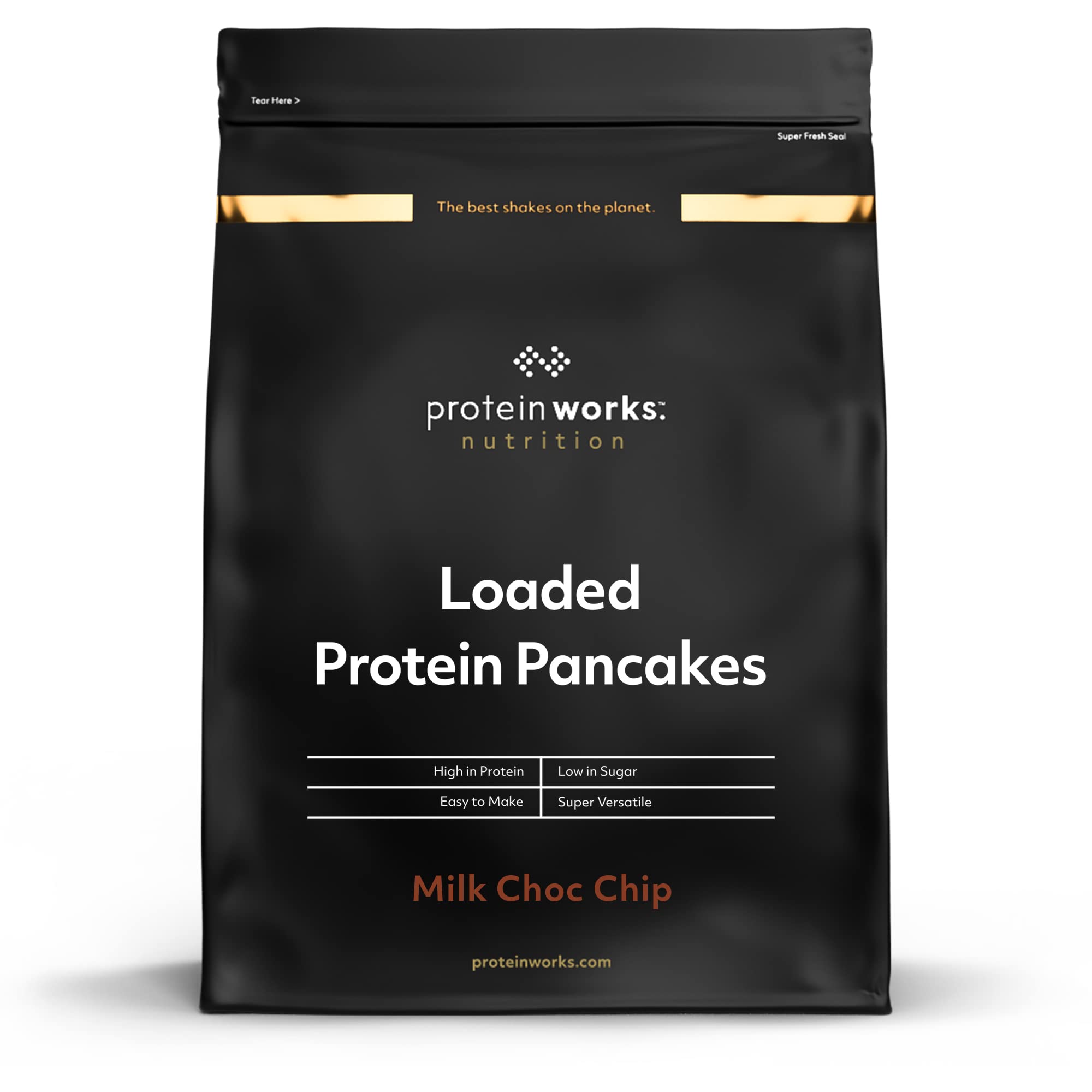 THE PROTEIN WORKS Loaded Protein Pancake Mix - High Protein, Low Sugar Breakfast Mix with Tri-Protein Blend