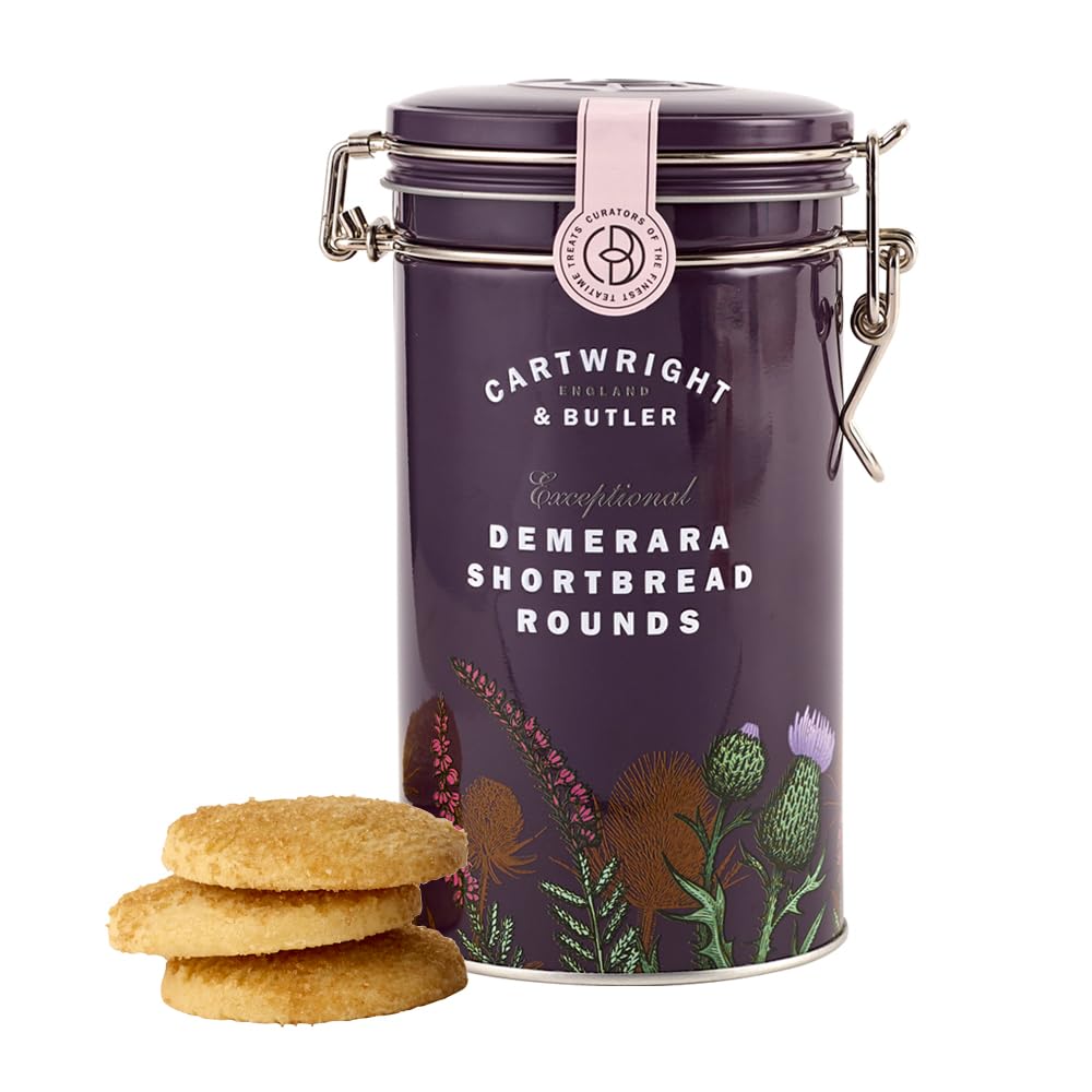 Cartwright & Butler Demerara Shortbread Rounds - 200g Tin | Traditional Recipe | Suitable for Vegetarians