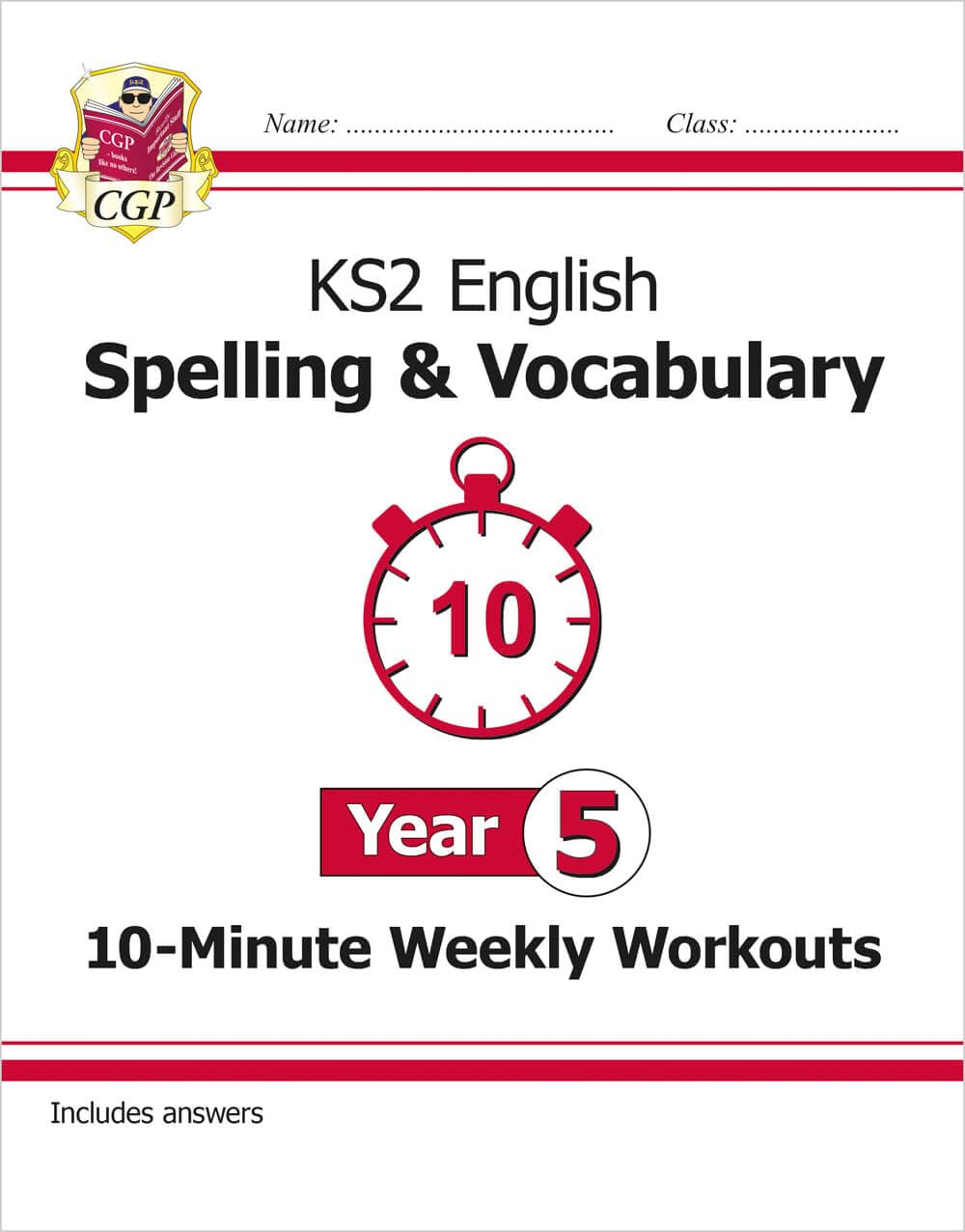 CGP Books New KS2 English 10-Minute Weekly Workouts - Year 5 Spelling & Vocabulary | Ages 9-10