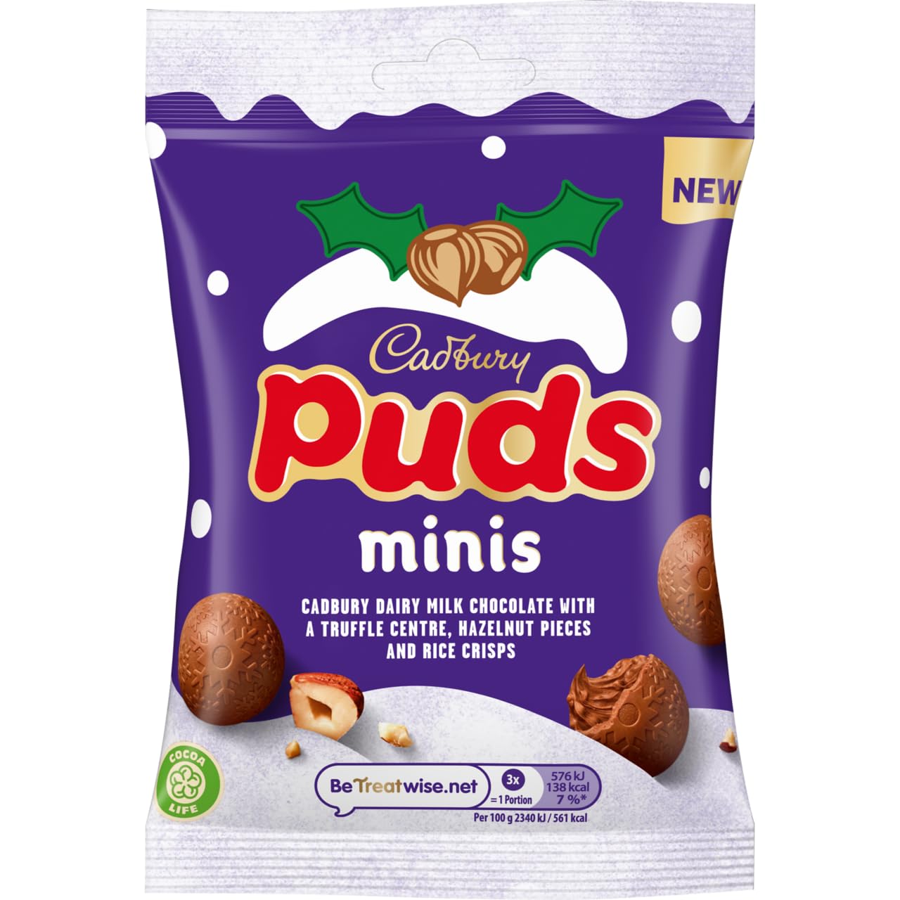 Cadbury Dairy Milk Weihnachts-Minipudding mit Trüffelfüllung, Haselnuss und Reischips