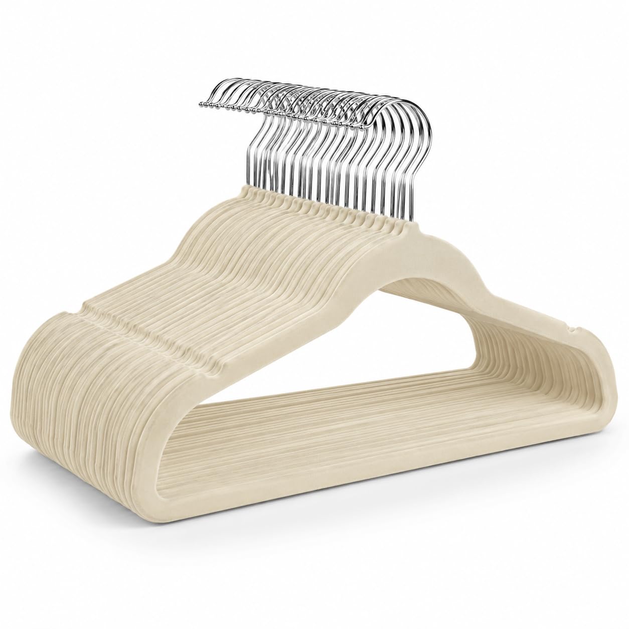 1ABOVE Premium Velvet Hangers - 20 Pack Non-Slip, Heavy Duty, Space Saving | Ivory 1