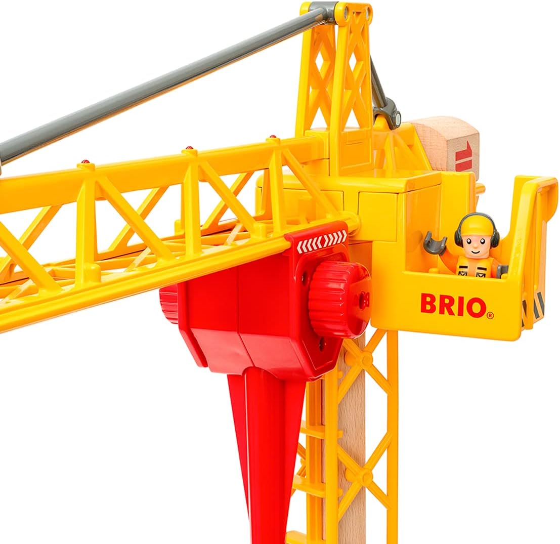 BRIO 33835 Light Up Construction Crane - 360-Degree Rotating Tower with Magnetic Hook & Lights 9