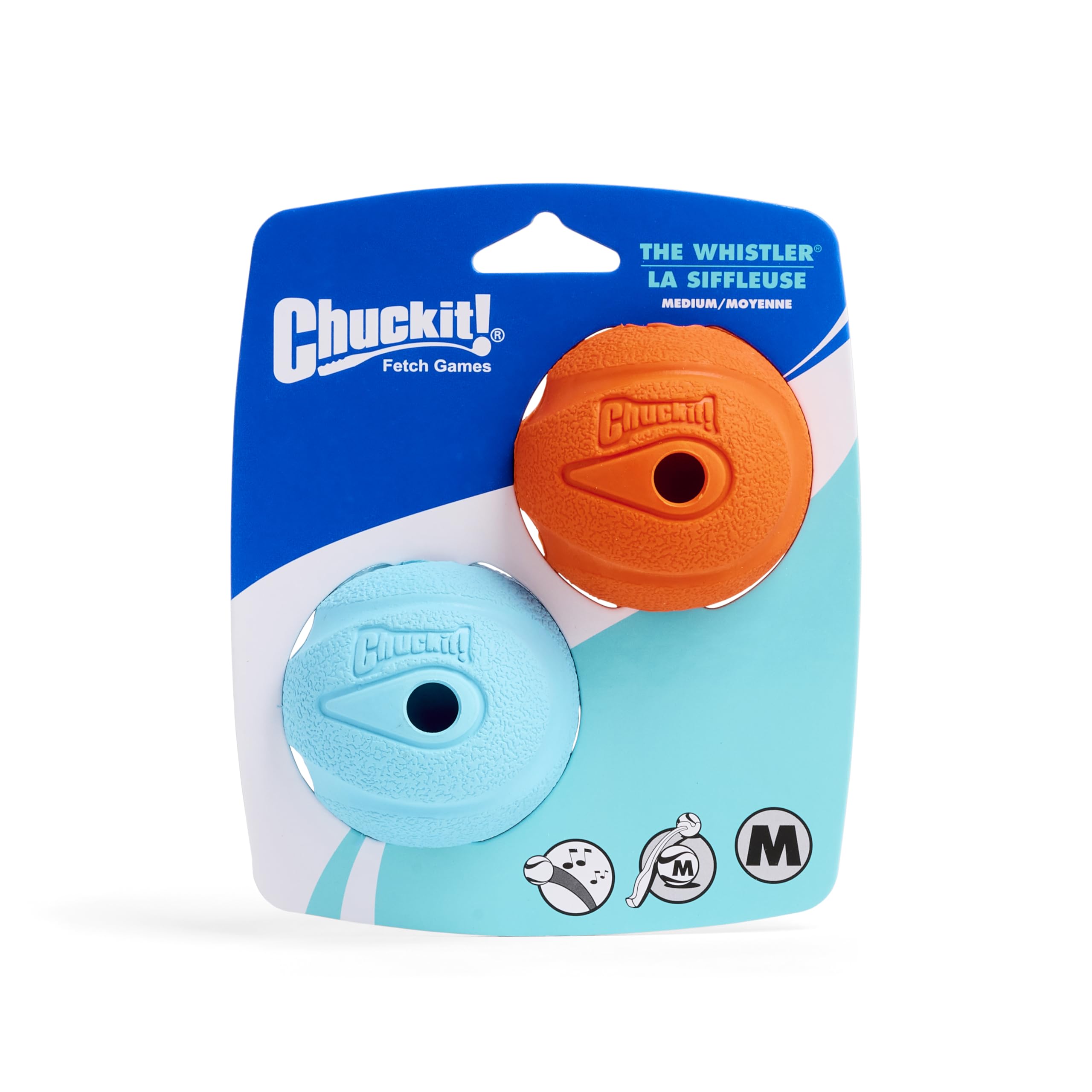 Chuckit! The Whistler Ball - High Bounce Rubber Dog Toy | Launcher Compatible | Medium, 2 Pack 3
