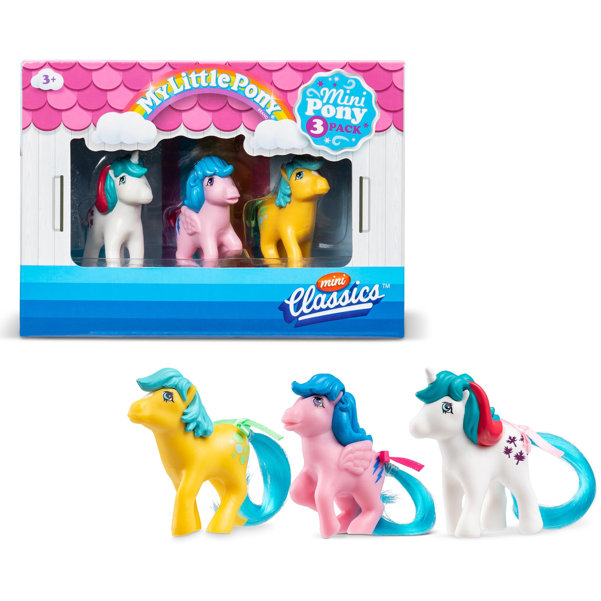 Basic Fun My Little Pony Mini Classics - 3 Pack | 2 Inch Figures | Generation 1 Inspired