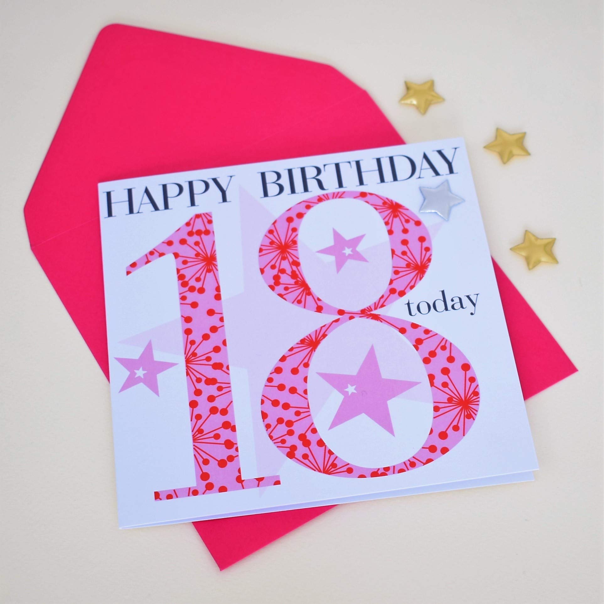 Claire Giles Greeting Cards - 18th Birthday Card for Girls | 150x150mm Pink & Gold | AGE18G 3