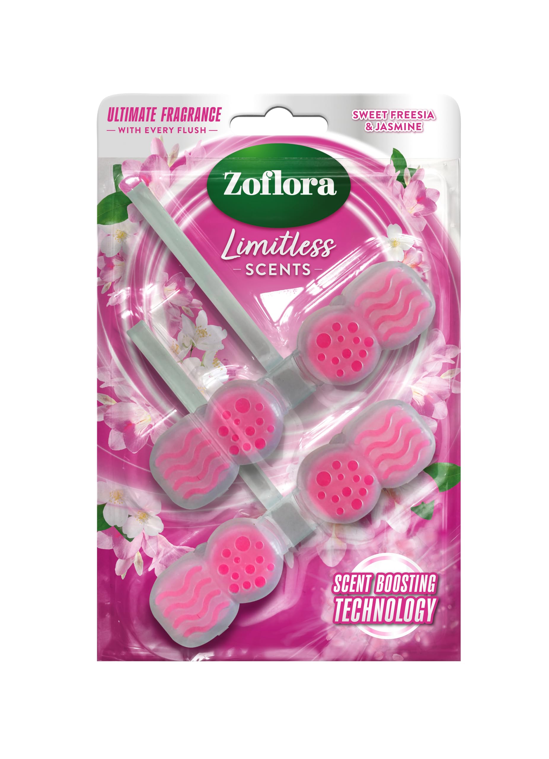 Zoflora - Freesia & Jasmine Fragrance Burst Toilet Rim Blocks, 2 x 131g