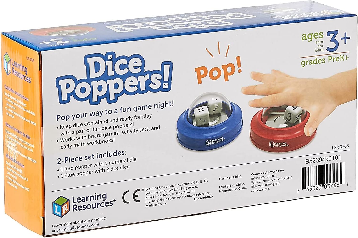 Learning Resources Poppers (Set of 2) Dice Dome Game for Maths and Play 7