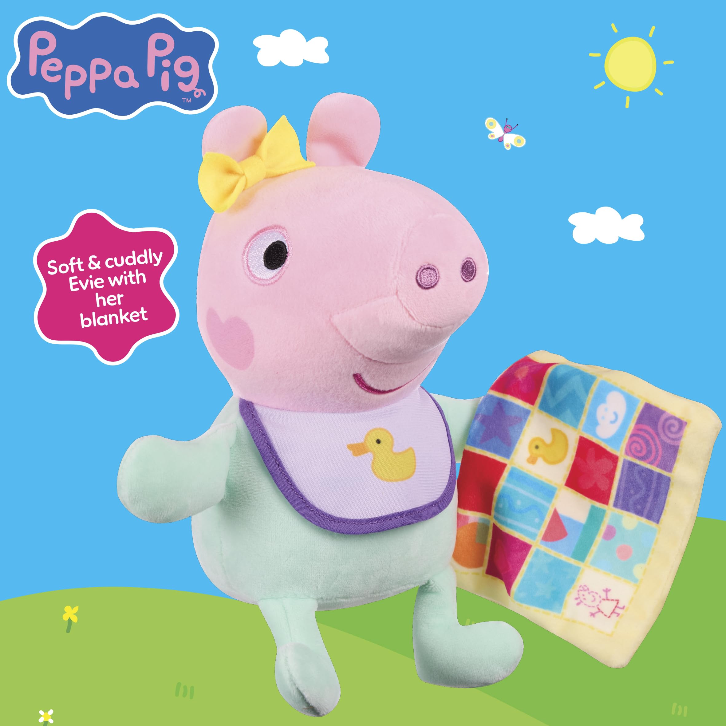 Peppa Pig Baby Evie with Blanket - Soft Plush Toy for Toddlers