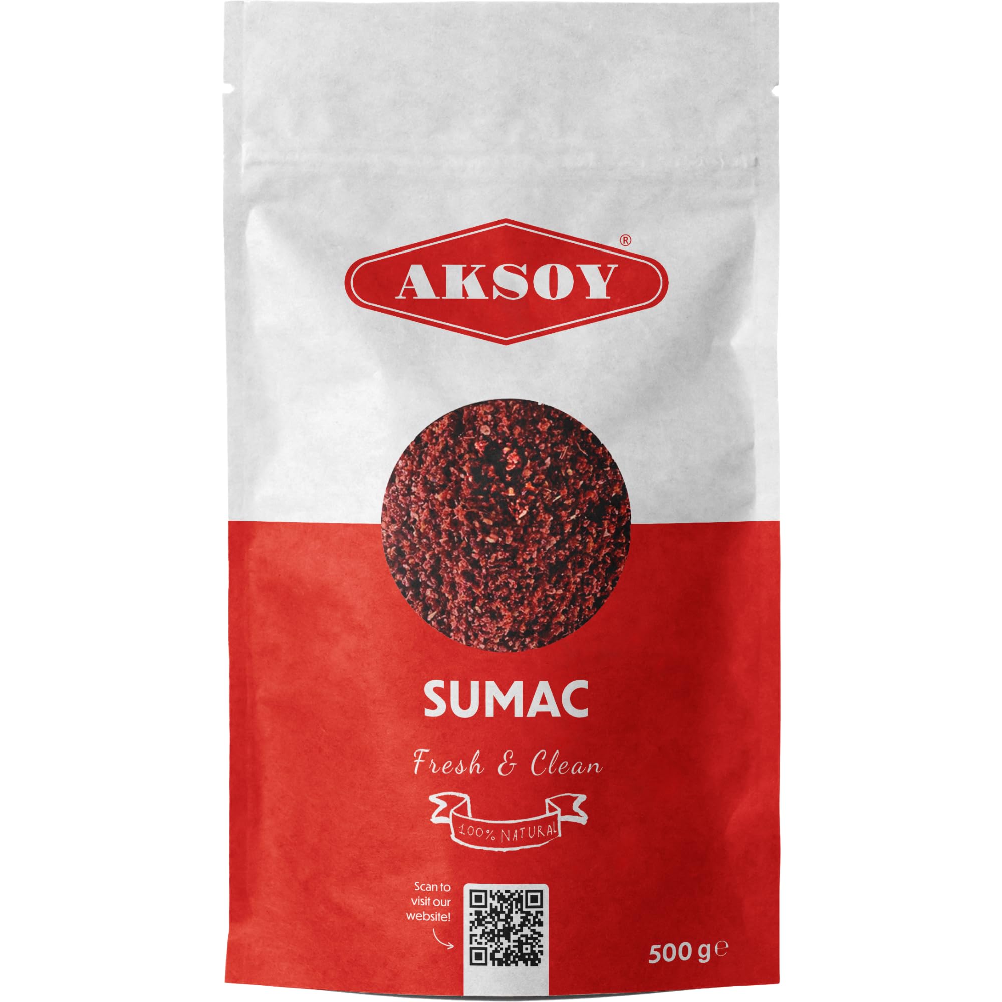 Aksoy Premium gemahlener Sumach 500 g | 100 % natürliches würziges Gewürz für nahöstliche und mediterrane Gerichte