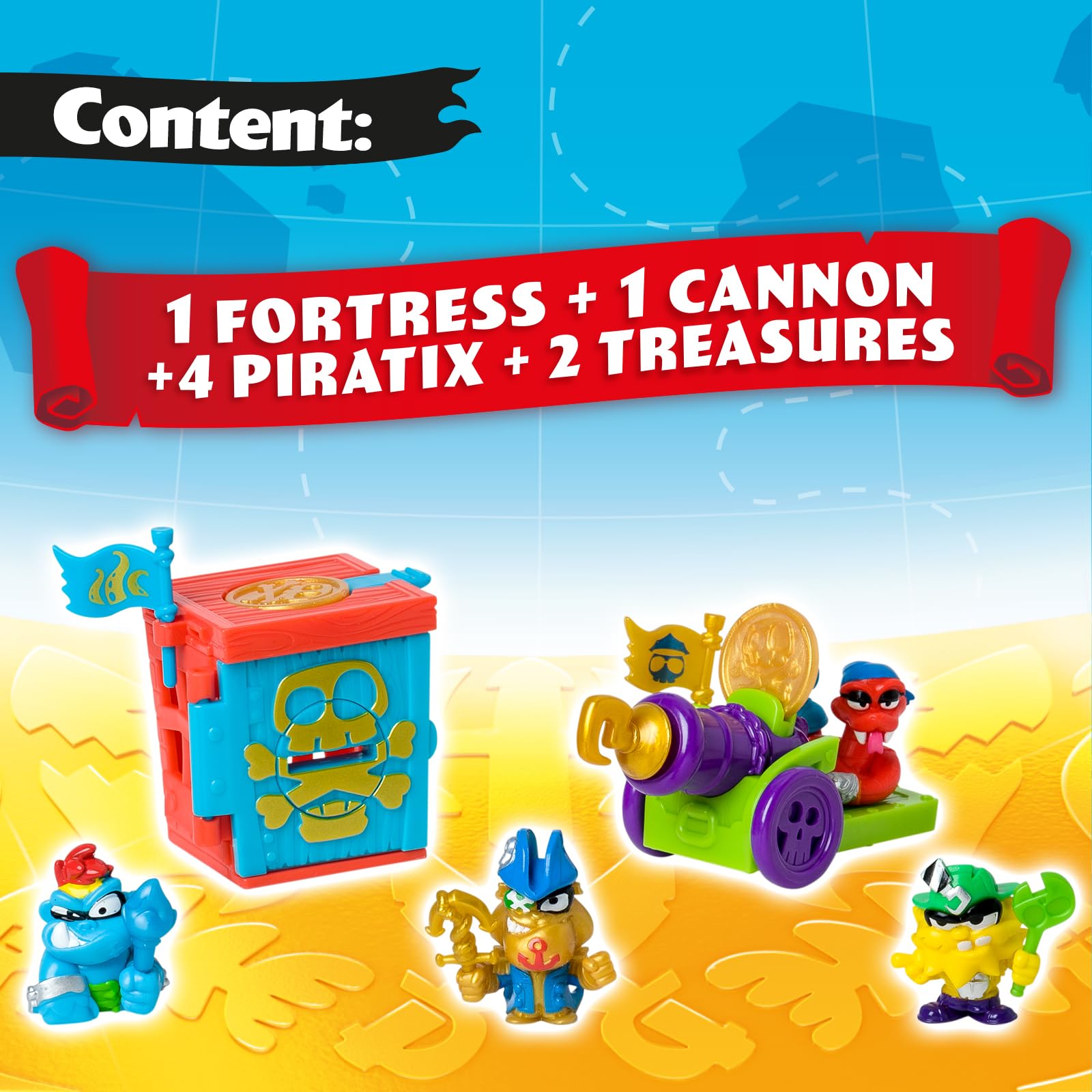 PIRATIX Golden Treasure Series – Captain Bones Captain Pack with 4 Piratix Figures