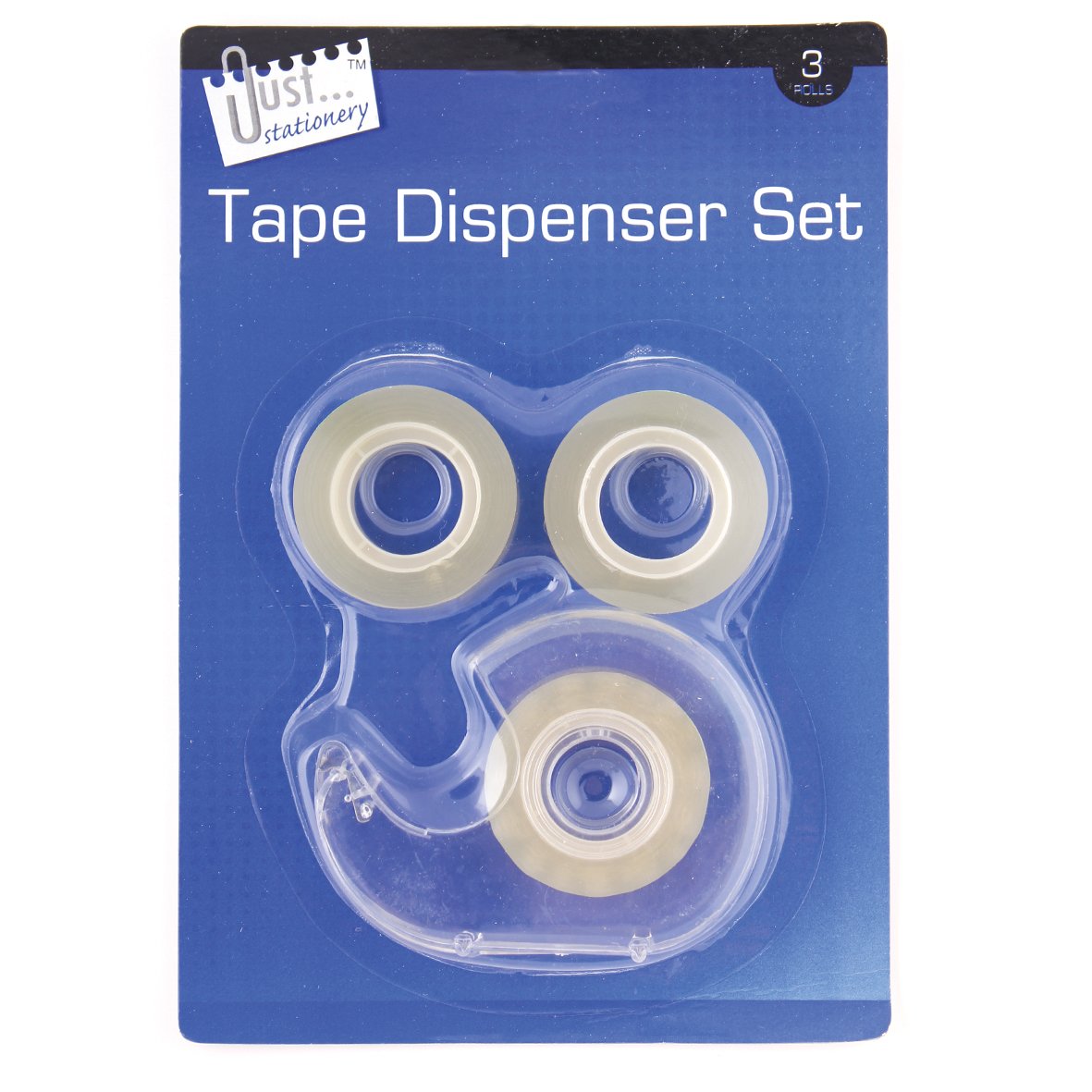 Just stationery Tape Dispenser Set with 3 Rolls of Clear Tape | Manual Operation | Model 6002 1